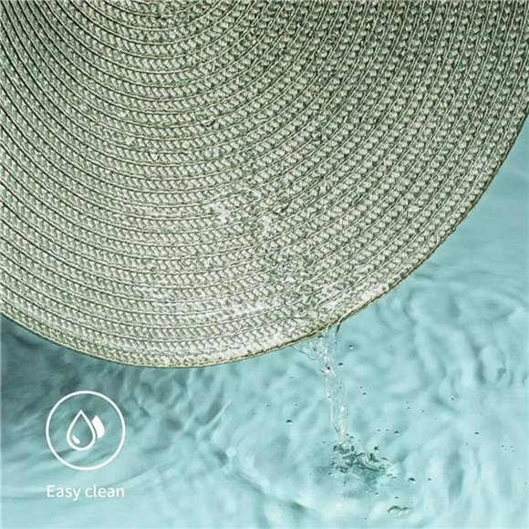 Round Braided Placemats Set of 6 Woven Washable Non-Slip Table mats 15 inch - Picture 3 of 6